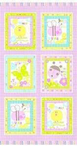 Scribbles Baby Girl Quilt Fabric Panel Pink  