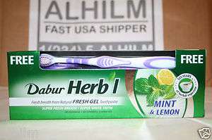 Lot 3 Pack HERBAL NATURAL Dabur GEL Toothpaste 150g MINT LEMON FREE 