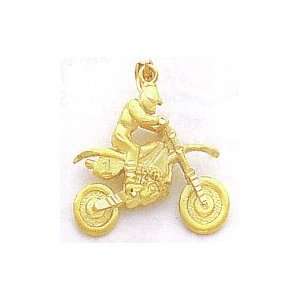  14k Gold Dirt Bike with Rider Pendant [Jewelry]
