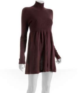 Magaschoni deep bloom silk cashmere turtleneck babydoll sweater dress 