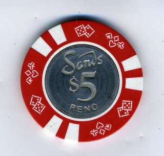 Old Five Dollar Poker Chip Sands Casino Reno NV  