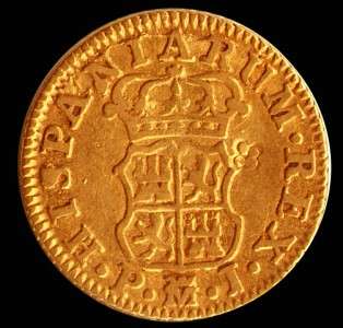 OLD US $1 GOLD COIN  1767 SPANISH COLONIAL 1/2 ESCUDO DOUBLOON 22K 