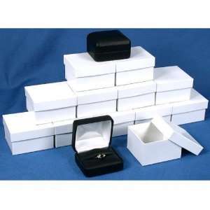  12 Double Ring Boxes Black Leather Jewelry Gift Display 