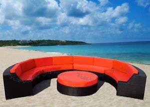 ROUND OUTDOOR WICKER SECTIONAL SOFA PATIO FURNITURE RBY  