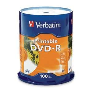 Verbatim 16x DVD R Media. 100PK DVD R 16X 4.7GB WHITE BRANDED INKJET 