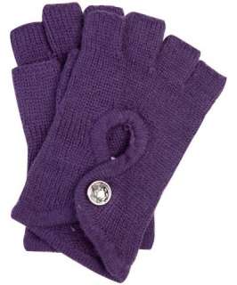 MICHAEL Michael Kors purple wool blend fingerless logo button gloves