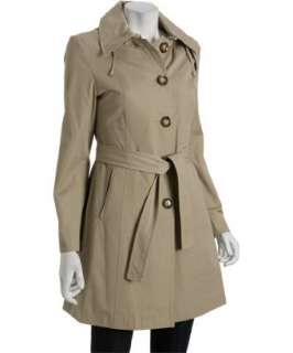 MICHAEL Michael Kors british khaki cotton poly hooded trench coat 