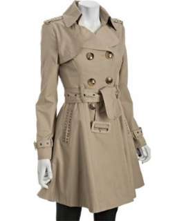 Miss Sixty khaki studded cotton poly belted trenchcoat   up to 