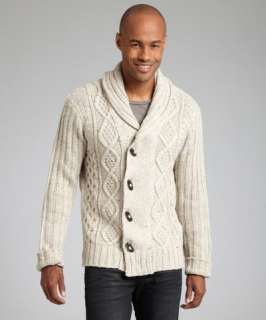 Projek Raw oatmeal wool blend cable knit toggle cardigan sweater