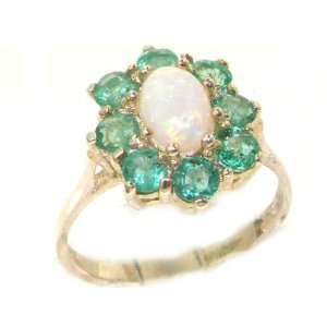  Luxury Ladies Solid Sterling Silver Natural Opal & Emerald 
