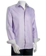 Rufus pink twill striped cotton button front shirt style# 315840101