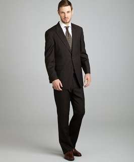 Tommy Hilfiger chocolate pinstriped wool 2 button Joseph suit with 
