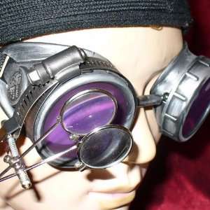   Victorian Goggles Glasses silver lila magnifying lens 