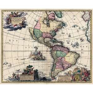 Antique Map of the Western Hemisphere (ca 1710) by Gerard 