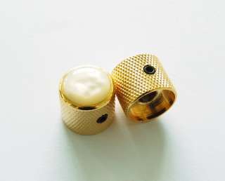 Gold Dome Volume Tone Control Knob White Pearl Top  