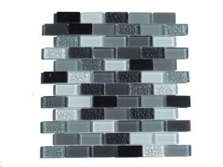 Gray Subway Glass and Stone Mix Tile Sample / Kitchen Backsplash 
