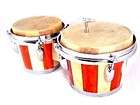 bongo drum set light natural w red accents world percussion