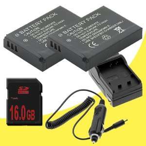  Batteries w/Charger + 16GB SDHC Memory Card for Nikon Coolpix 