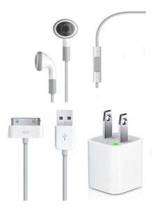   Earbuds USB Data Charge Cable AC Power Adapter for Apple iphone 4 4s