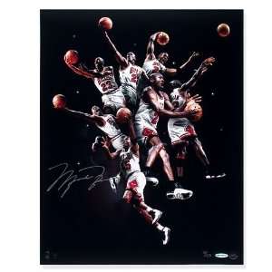 Michael Jordan Autographed Chicago Bulls White Jersey Collage 16x20 