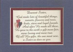 Dear SISTERs God MADE Loving TRUE verses poems plaques  