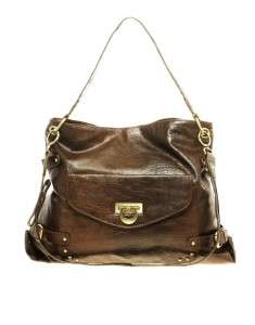  Brown Front Pocket PU Leather Large Shoulder Bag NWT  