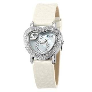 Mother and Child Womens MC 101S WHI Heart Bezel with Floating Crystal 