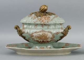 REPRO PORCELAIN BRASS ANBERTONIA ORNATE TUREEN  