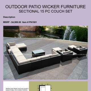 Outdoor Patio Wicker Furniture 15pc Gorgeous Couch Set  