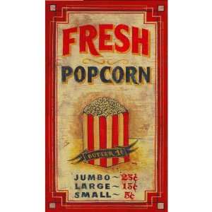   Customizable Fresh Popcorn Vintage Style Wooden Sign