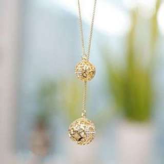 Korean Fashion Cute Golden Ball Sweater Chain Necklace  