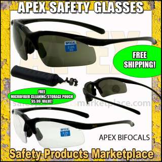 Apex Bifocal Safety Glasses Magnifying Reading Eyewear  
