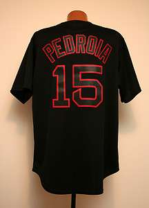 Majestic Boston Red Sox Pedroia MLB Fashion Black Jersey Mens Sizing 