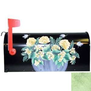  Yellow Flowers in Blue Pot Mailbox (Green) (9H x 6.85W x 