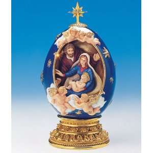  Nativity Faberge Egg Hand Painted 24K Gold Accents Limited 