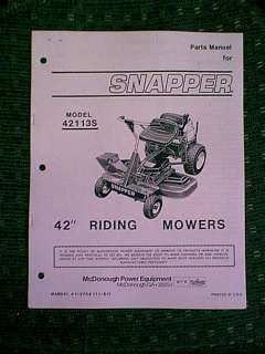 SNAPPER REAR ENGINE RIDING MOWER 42 42113S PART MANUAL  