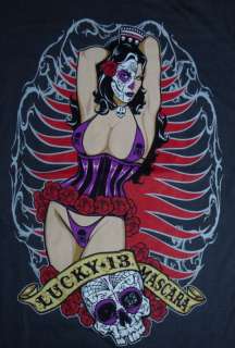 LUCKY 13 SHIRT ROCKABILLY TATTOO DAY OF THE DEAD PIN UP DIA LOS 