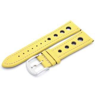 Leather Watch Band 24mm Yellow Color Italian Made  