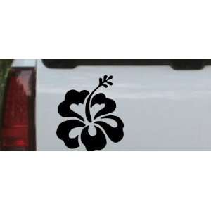 Black 6in X 5.3in    Hibiscus Flower Car Window Wall Laptop Decal 