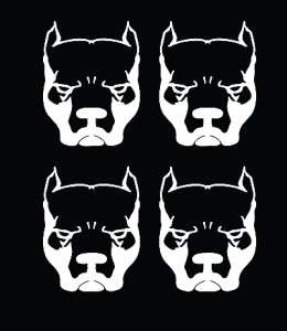 Pit Bull Dog Head Vinyl Decal Sticker Set 4pcs  