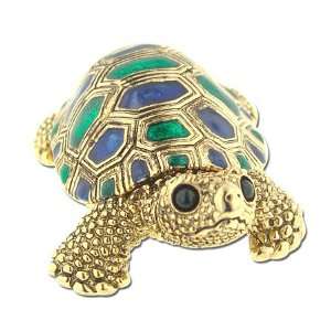   Crystal Pave Gold Turtle Jeweled Box GAD120 GD