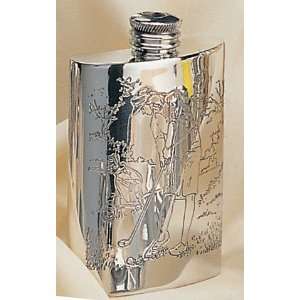  Sheffield Pewter 4 oz Lady Golfer Engraved Kidney Flask 