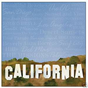 CALIFORNIA SIGN 12x12 scrapbooking paper BT  
