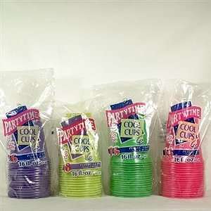  Partytime Plastic Cups 4 Assorted Neon Colors 16oz Case 