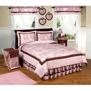   French Toile And Polka Dot 4 Piece Twin Bedding Set