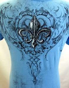 VOCAL BlueTattoo Fleur de Lis Rhinestone Shirt Top NEW  