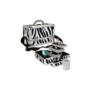    Zebra Professional Aluminum 3 Tray Makeup Train Case Beauty