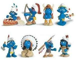 The Smurfs Papa Smurfette Brainy 2 PVC Action Figure Toy Set of 8pcs 