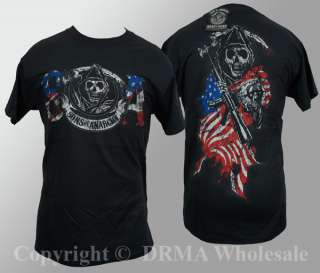 Authentic SONS OF ANARCHY Reaper Logo USA Flag T Shirt S M L XL XXL 