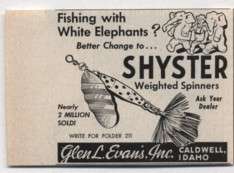   AD~SHYSTER WEIGHTED SPINNER FISHING LURE Glen Evans Inc Caldwell,ID
